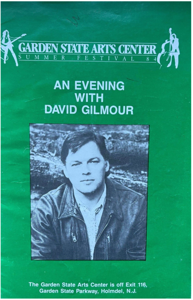 1984 An Evening with David Gilmour Garden State Arts Center Summer Festival pg01