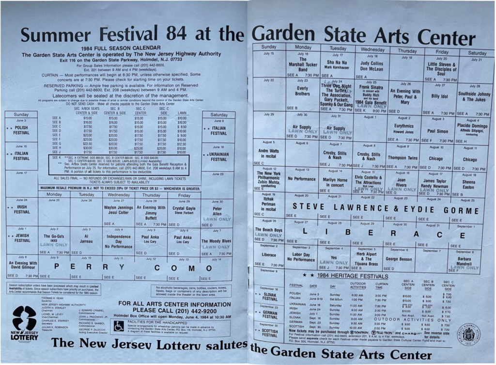 1984 An Evening with David Gilmour Garden State Arts Center Summer Festival pg06-07