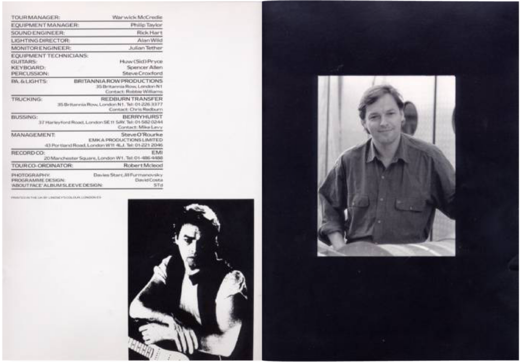 1984 David Gilmour About Face Tour Book pg18-19