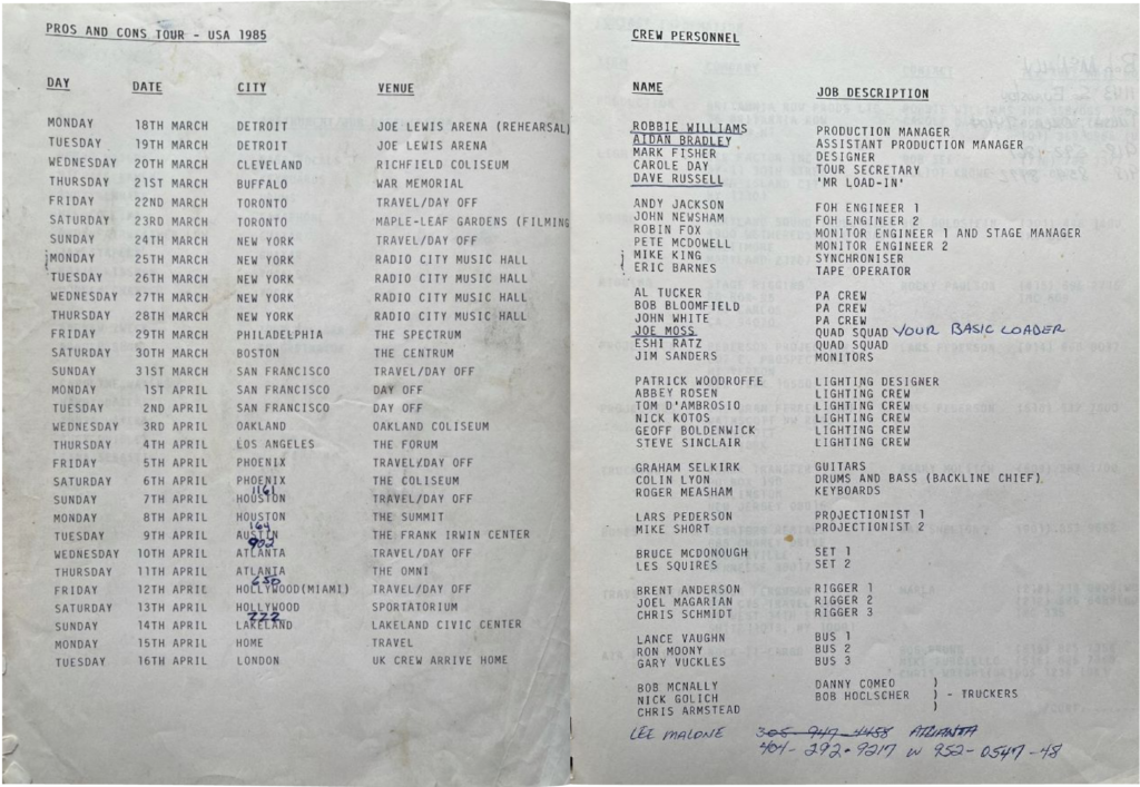 1985 Roger Waters Pros And Cons Tour Itinerary pg02-03