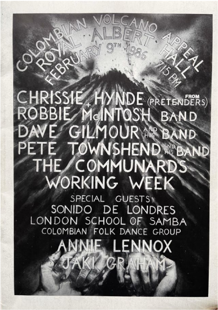 1986 David Gilmour Colombian Volcano Appeal Benefit Concert pg01