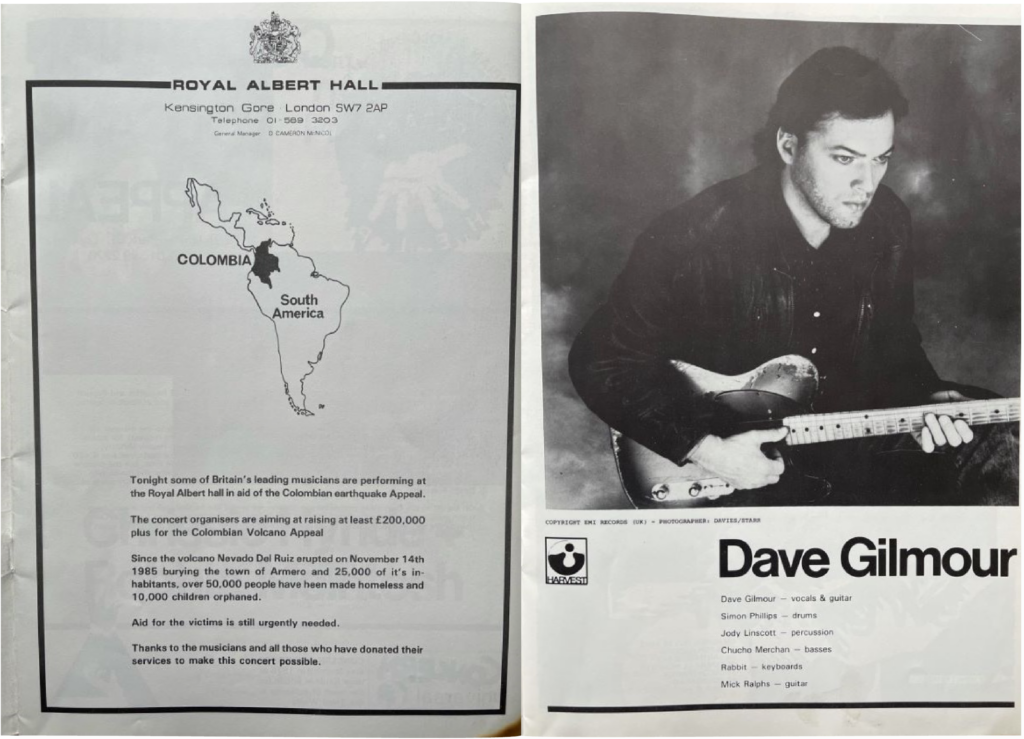 1986 David Gilmour Colombian Volcano Appeal Benefit Concert pg02-03