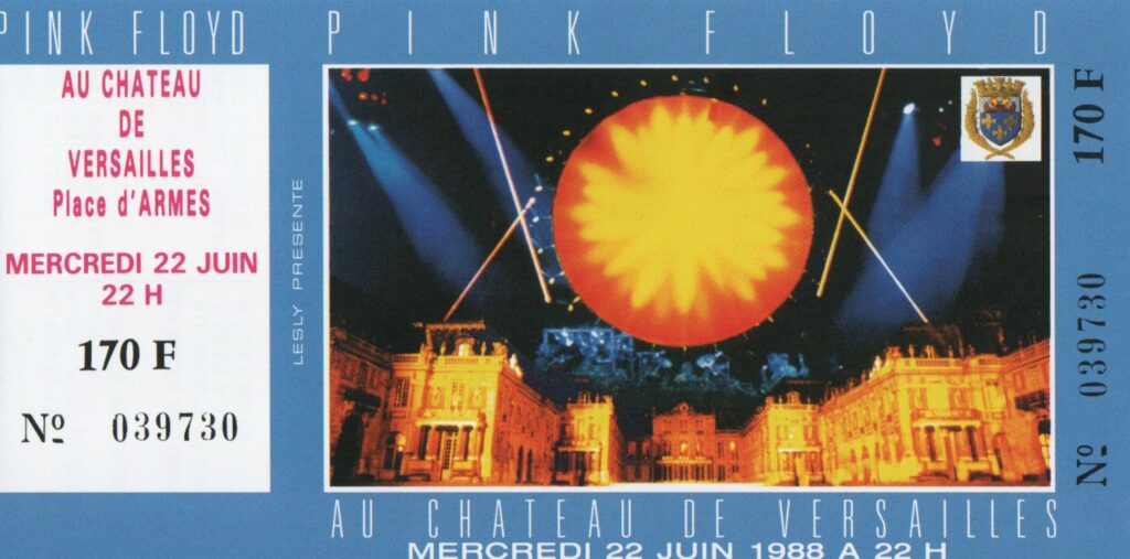 1988-07-22 Pink Floyd Versailles Ticket Stub