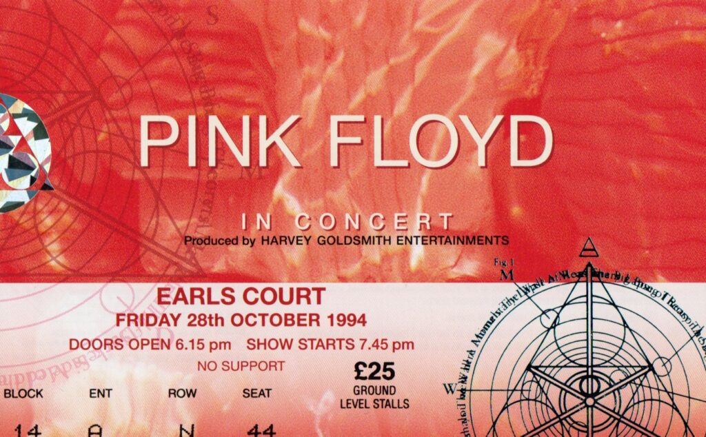 1994-10-28 Pink Floyd Earls Court ticket stub