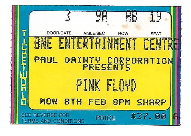 1988 8th Feb Brisbane Entertainment Centre Pink Floyd