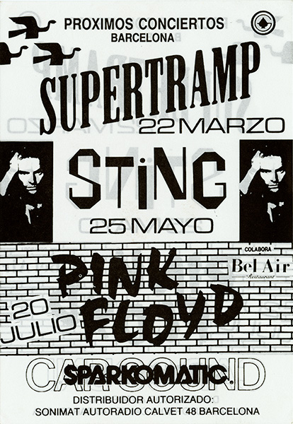 1988 Pink Floyd Barcelona, Spain handbill July 20 1988