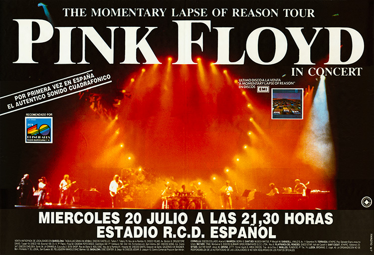 1988 Pink Floyd Barcelona, Spain poster no 1 July 20, 1988