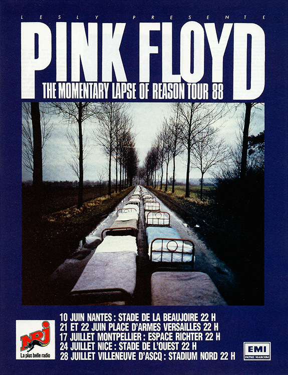 1988 Pink Floyd French tour poster 1 June 10-July 28, 1988