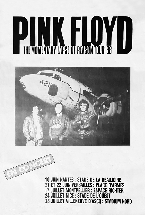 1988 Pink Floyd French tour poster 2 June 10-July 28, 1988