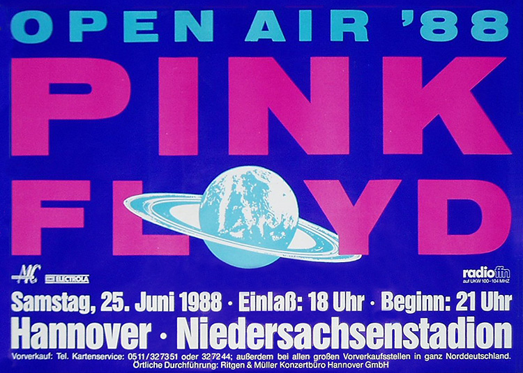 1988 Pink Floyd Hannover poster no 2 June 25, 1988