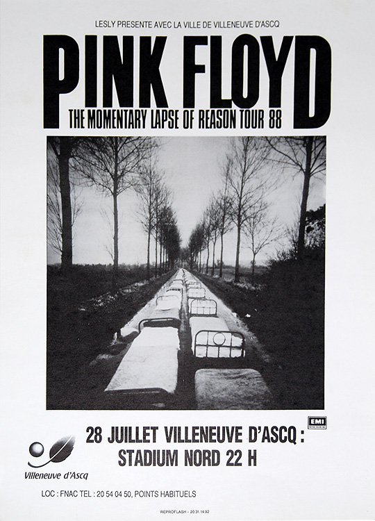 1988 Pink Floyd Lille, France poster no 1 July 28, 1988