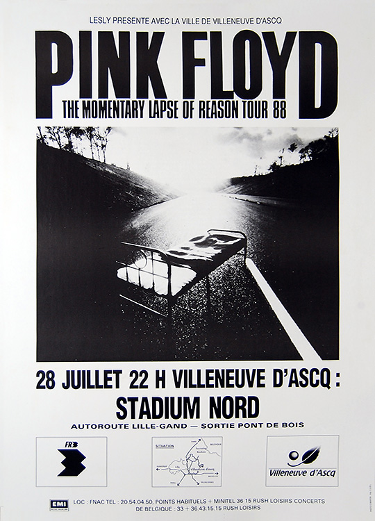 1988 Pink Floyd Lille, France poster no 2 July 28, 1988