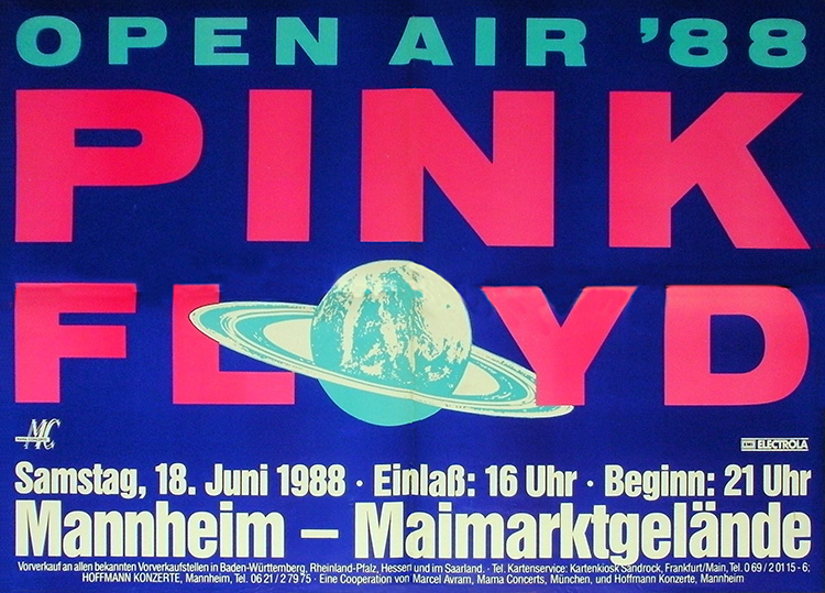 1988 Pink Floyd Mannheim poster June 18, 1988