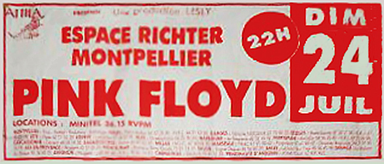 1988 Pink Floyd Montpellier, France poster July 24, 1988