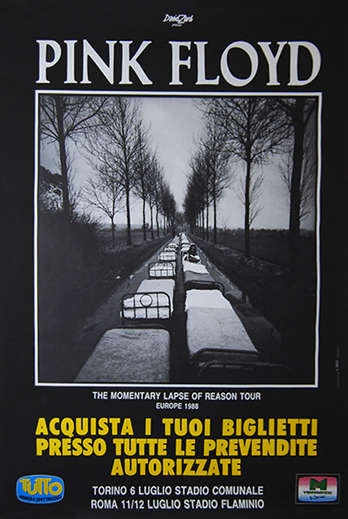 1988 Pink Floyd Torino & Rome, Italy poster no 1 July 6, 11-12, 1988