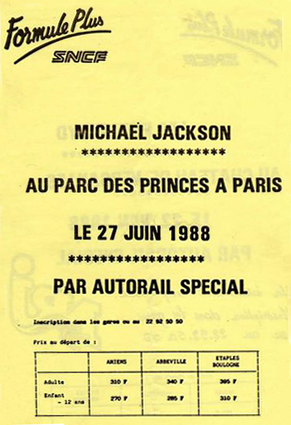 1988 Pink Floyd Versailles SNCF handbill June 22, 1988 - Back