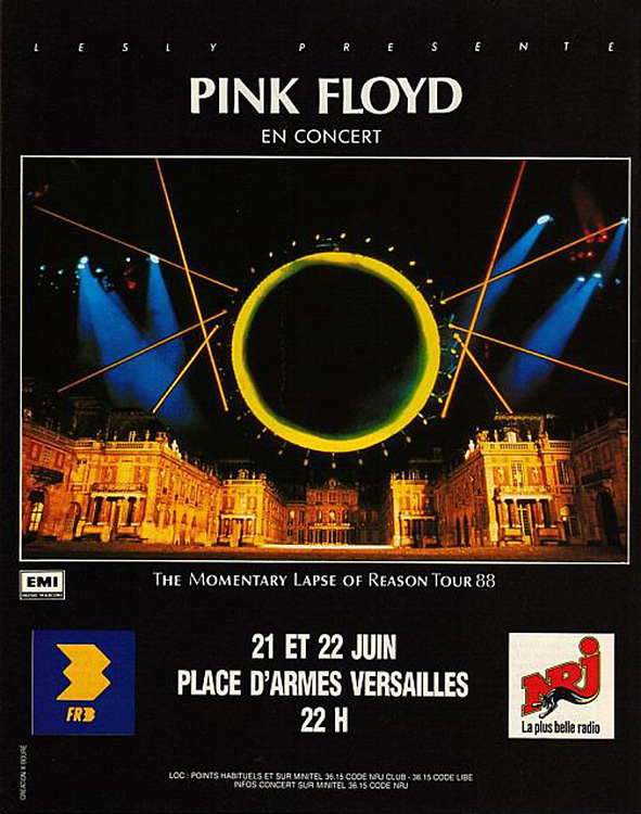 1988 Pink Floyd Versailles poster no 2 June 21-22, 1988