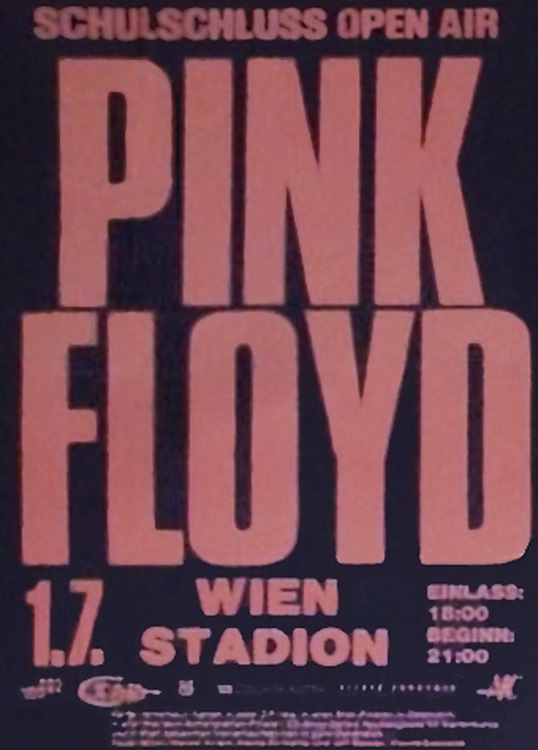 1988 Pink Floyd Vienna poster no 1 July 1, 1988