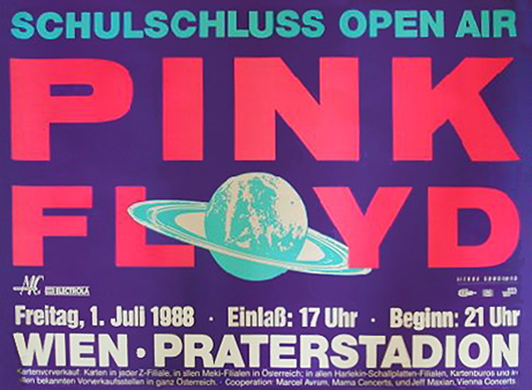 1988 Pink Floyd Vienna poster no 2 July 1, 1988
