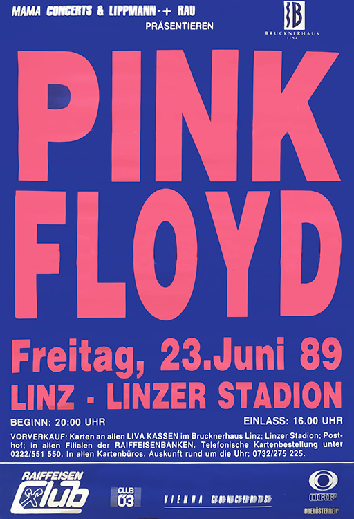 1989 Pink Floyd Linz, Austria poster 2