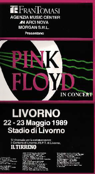 1989 Pink Floyd Livorno, Italy handbill