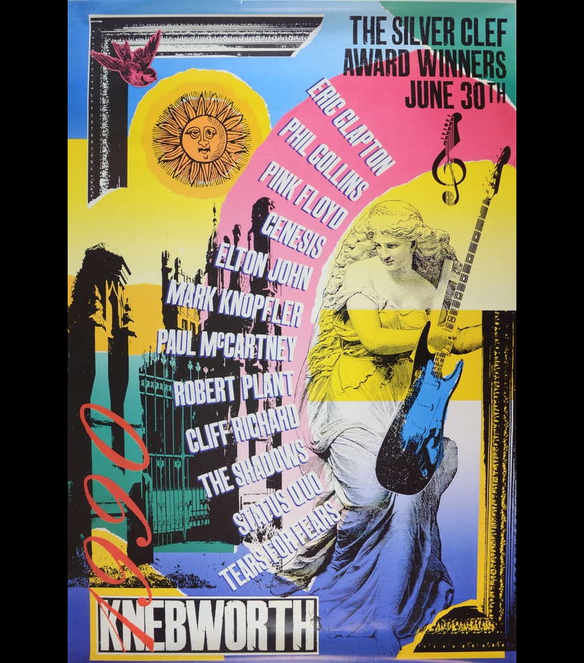 1990 Pink Floyd Knebworth Silver Clef Fundraiser Poster
