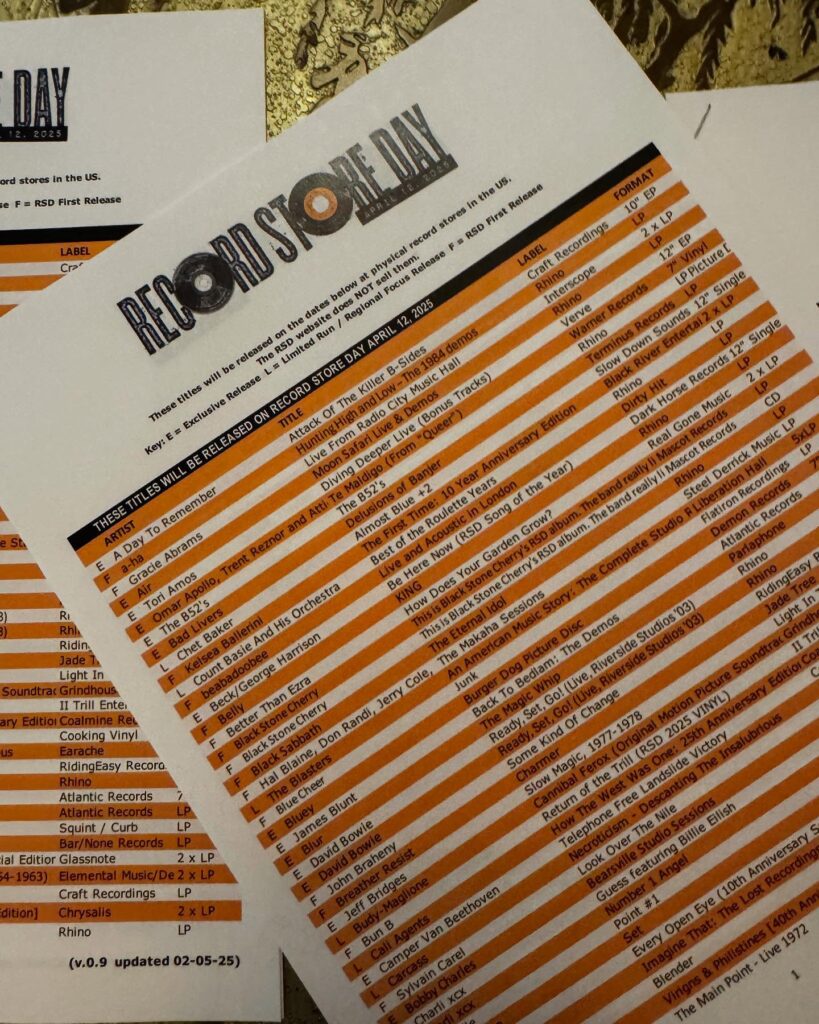 Record Store Day List