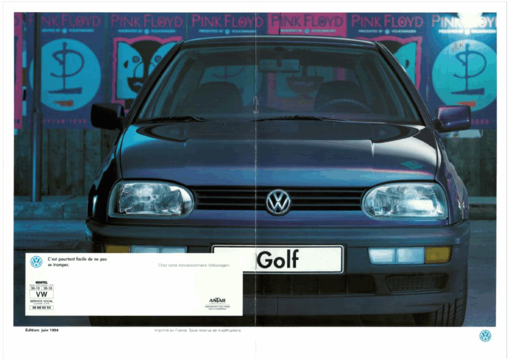 1994 Pink Floyd Volkswagen Golf Edition Leaflet pg01