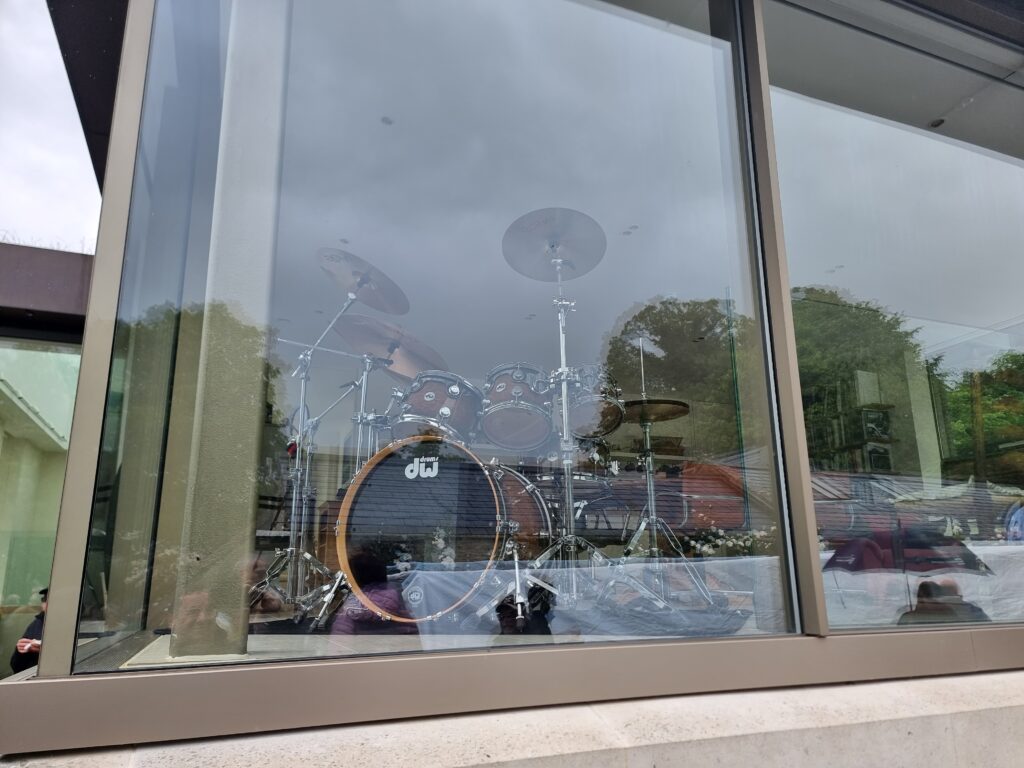 Nick's DW Drumkit in his office building
