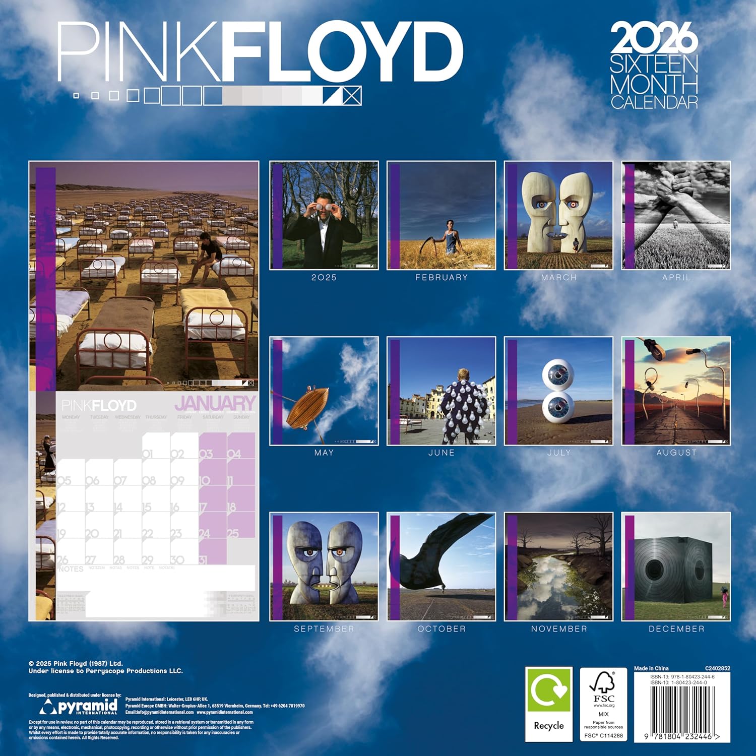 2026 Pink Floyd Calendar - Back